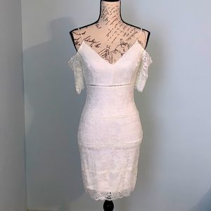 GUESS | White lace off the shoulders mini dress | XS